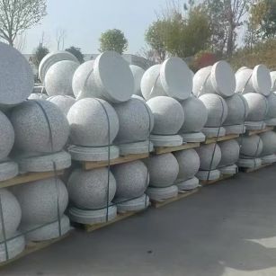 常德 白麻花岗岩石材圆球，石球，挡车球，隔离球，景观石球，风水球等