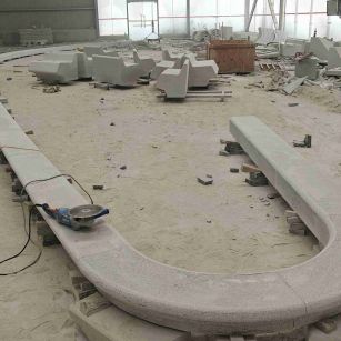 常德 芝麻白花岗岩弧形花坛石，坐凳石