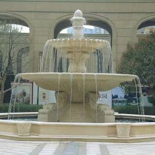 常德 黄金麻花岗岩异型加工——户外庭院石雕流水喷泉