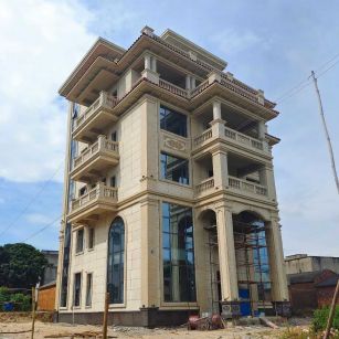 常德 黄金麻花岗岩石材别墅外墙干挂搭配（雕花栏杆花瓶柱门楼罗马柱）