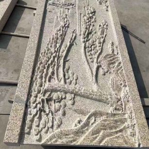 常德 黄金麻雕刻板浮雕迎客松