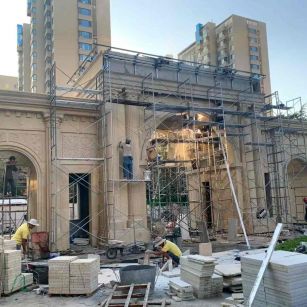 常德 黄金麻荔枝面花岗岩小区门楼外墙干挂