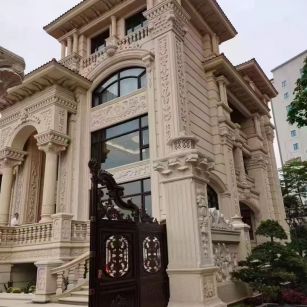 常德 黄金麻花岗岩别墅外墙干挂效果展示