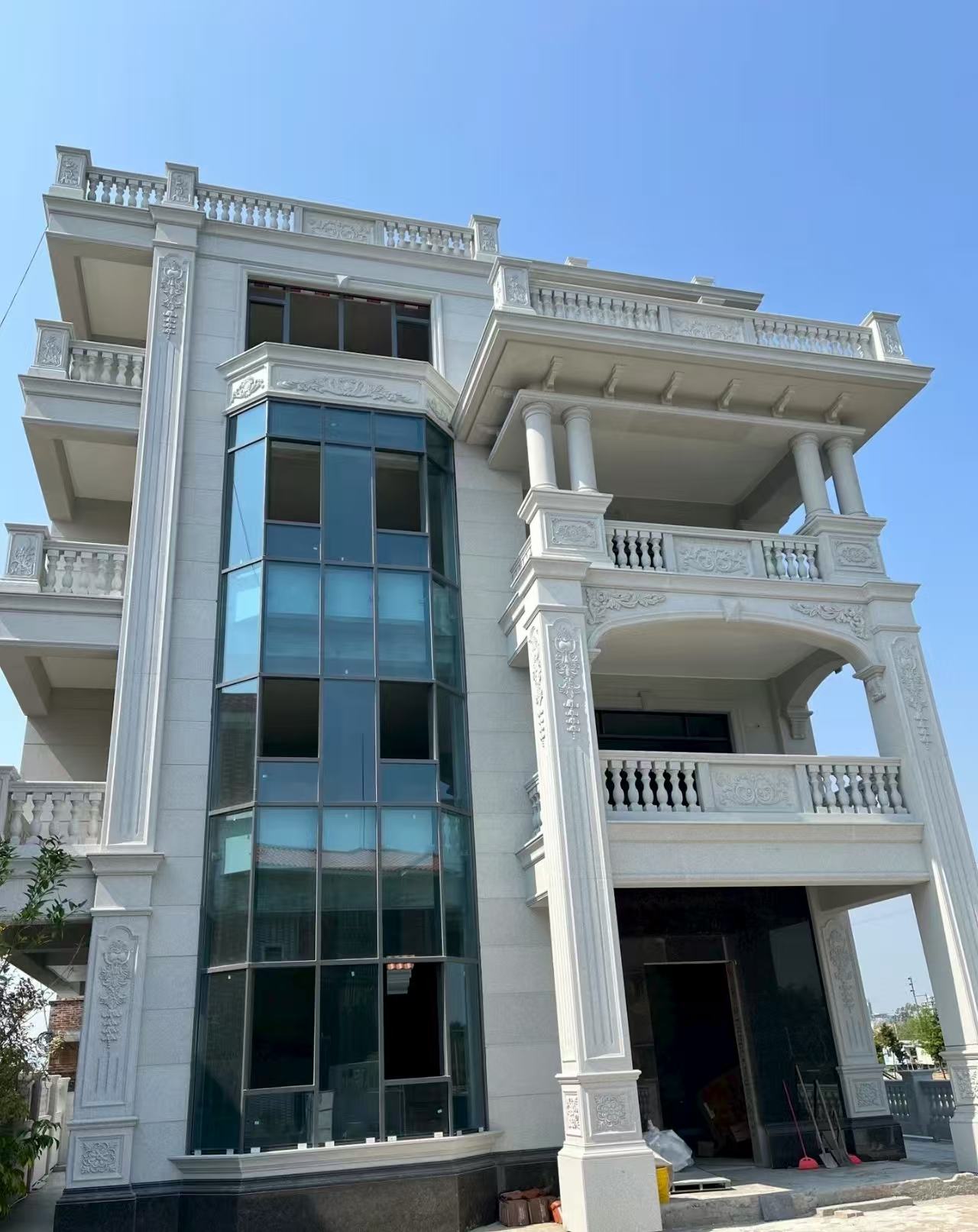 常德 白麻花岗岩别墅外墙干挂效果展示