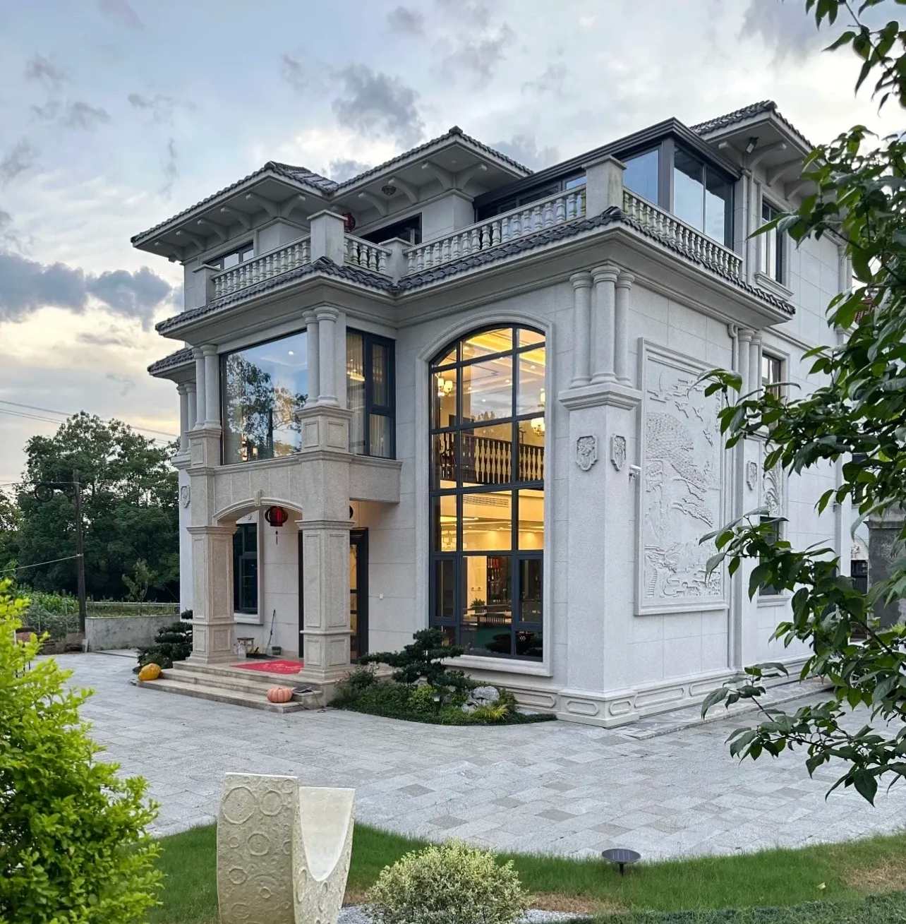 常德 白麻花岗岩私人别墅干挂石材豪华定制