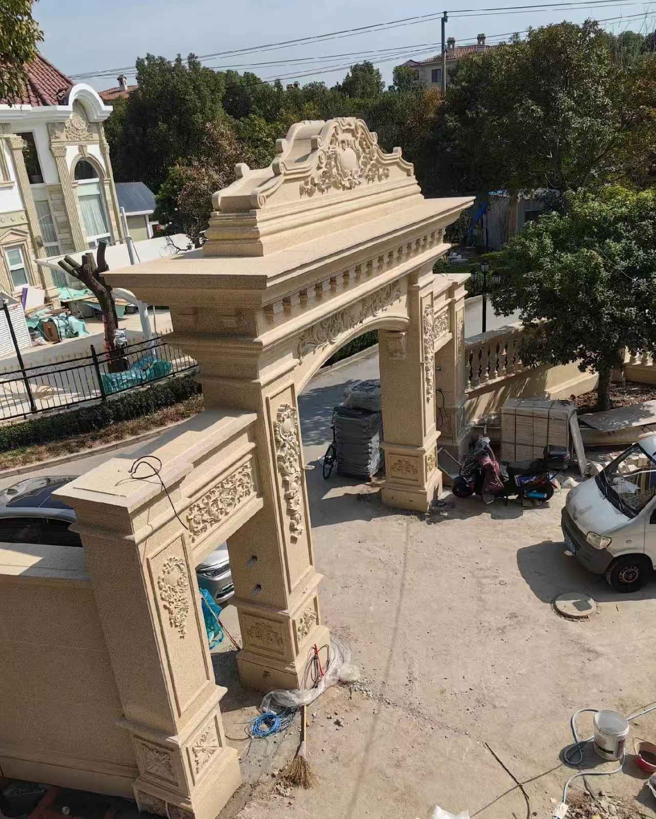 常德 黄金麻荔枝面花岗岩别墅门楼