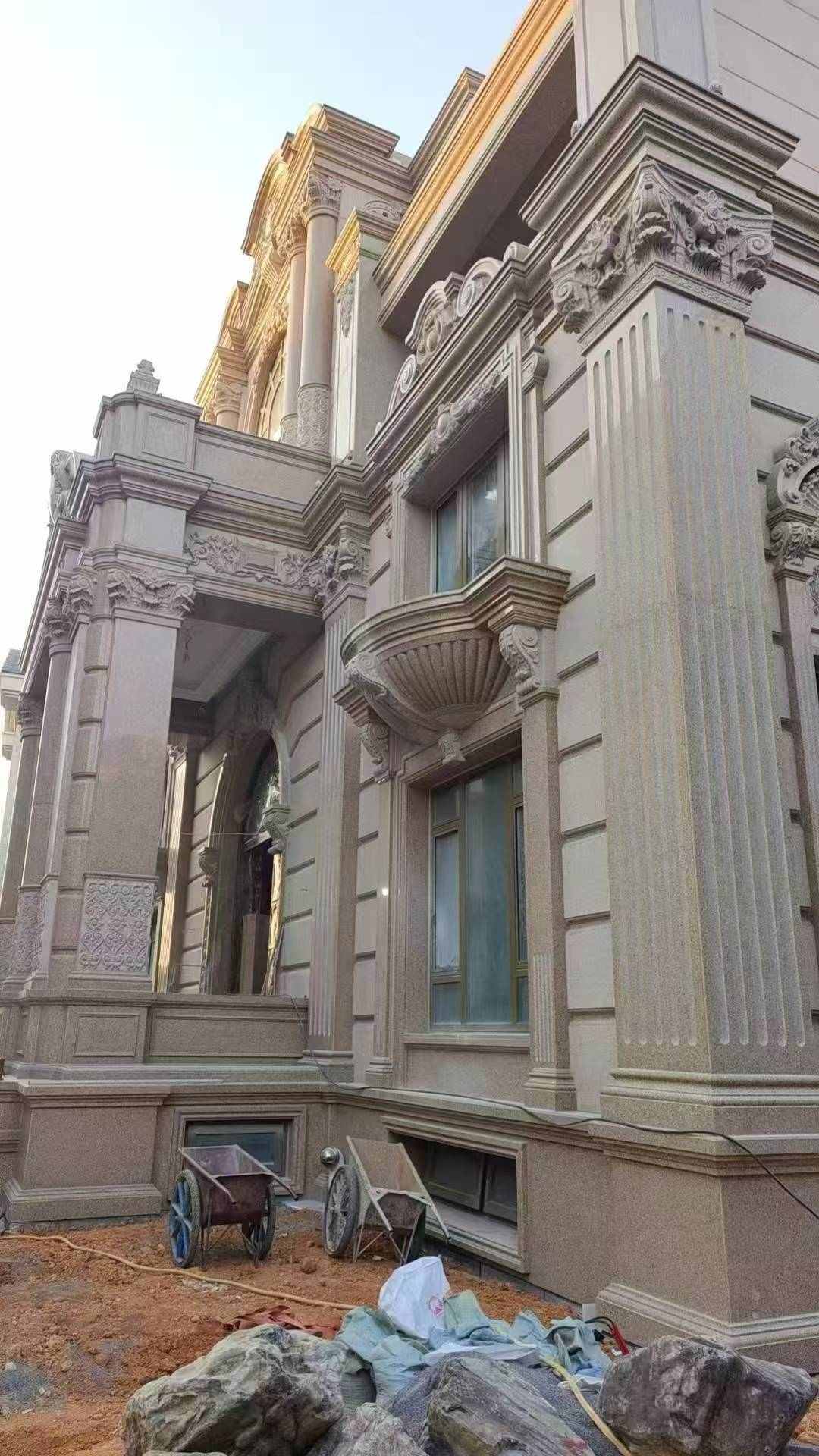 常德 黄金麻花岗岩光面别墅外墙干挂施工完成