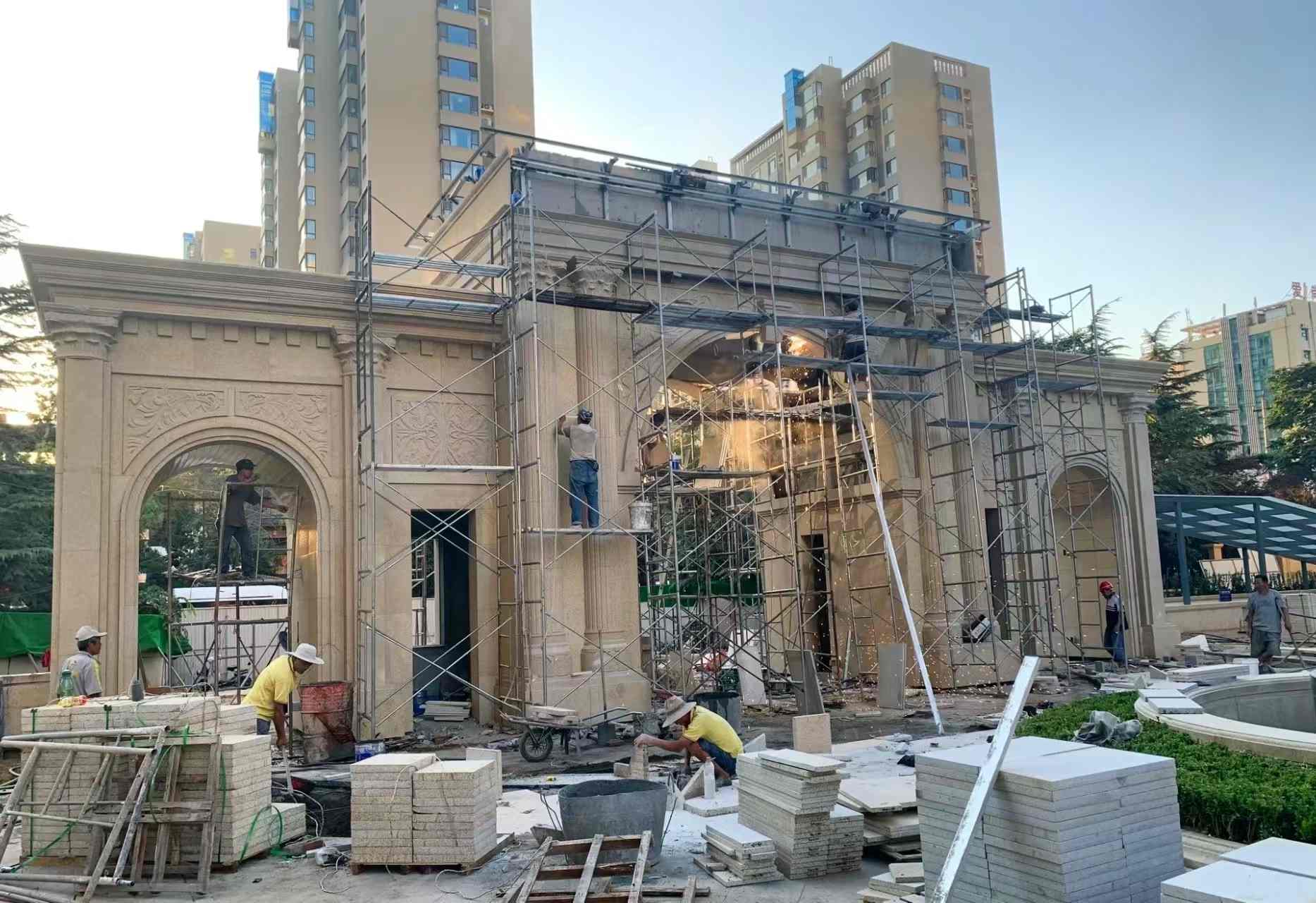 常德 黄金麻荔枝面花岗岩小区门楼外墙干挂